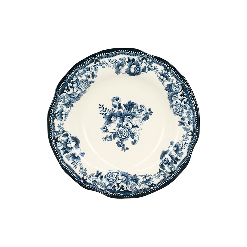 ASSIETTE CREUSE FAUSTINE 22CM EN GRÈS BLEU