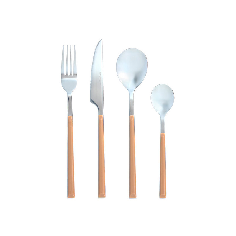 MÉNAGÈRE COLORAMA 24 PIÈCES EN ACIER INOXYDABLE NOISETTE