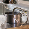 FAITOUT TRIPLY 24CM EN ACIER INOXYDABLE AVEC COUVERCLE EN VERRE