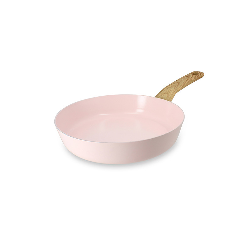 POELE 24CM EN ALUMINIUM  RECYCLÉ DE COULEUR ROSE INDUCTION COLORAMA