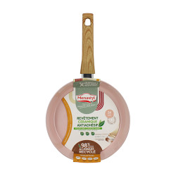 POELE 24CM EN ALUMINIUM  RECYCLÉ DE COULEUR ROSE INDUCTION COLORAMA