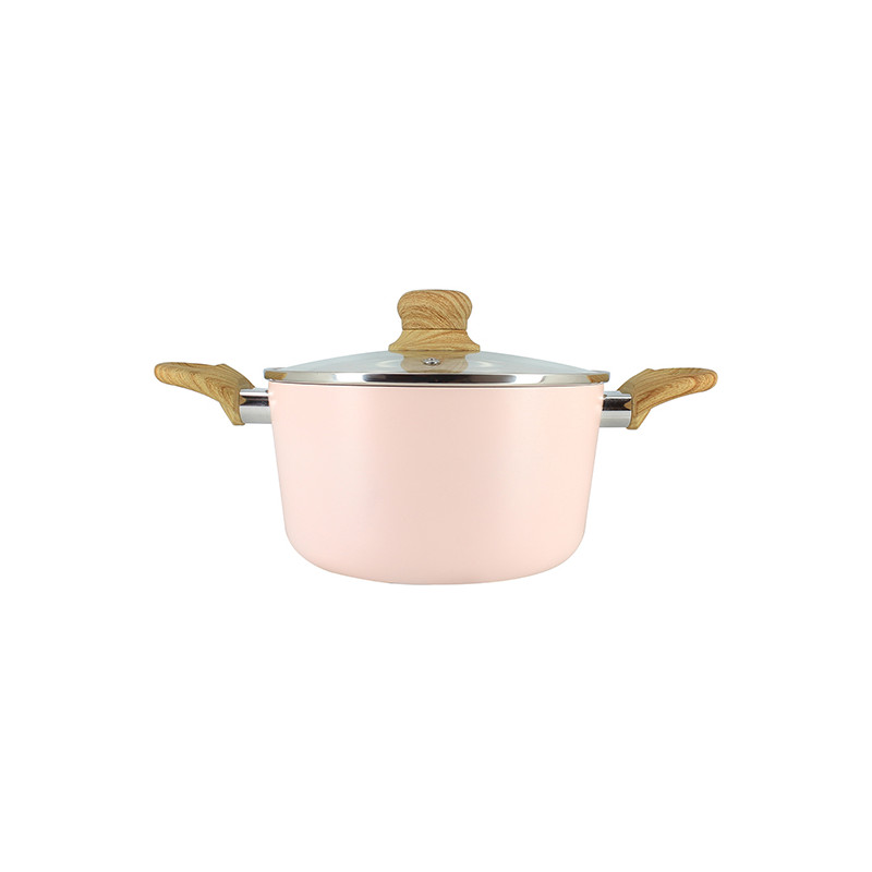 FAITOUT 20CM ALUMINIUM RECYCLÉ ROSE COUVERCLE EN VERRE COLORAMA