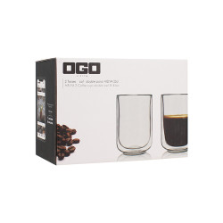 LOT 2 TASSES HELYA 25CL EN VERRE BOROSILICATE DOUBLE PAROI