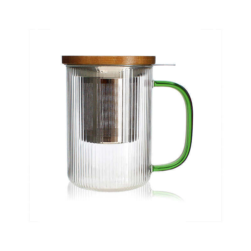 TISANIÈRE KARL 450ML EN VERRE BOROSILICATE ANSE JADE