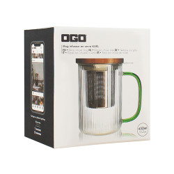 TISANIÈRE KARL 450ML EN VERRE BOROSILICATE ANSE JADE