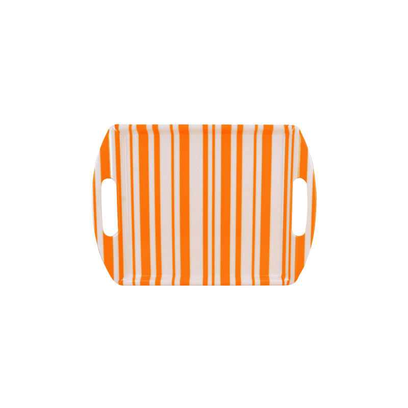 PLATEAU RECTANGLE BAYADÈRE 35X26CM EN MÉLAMINE ORANGE