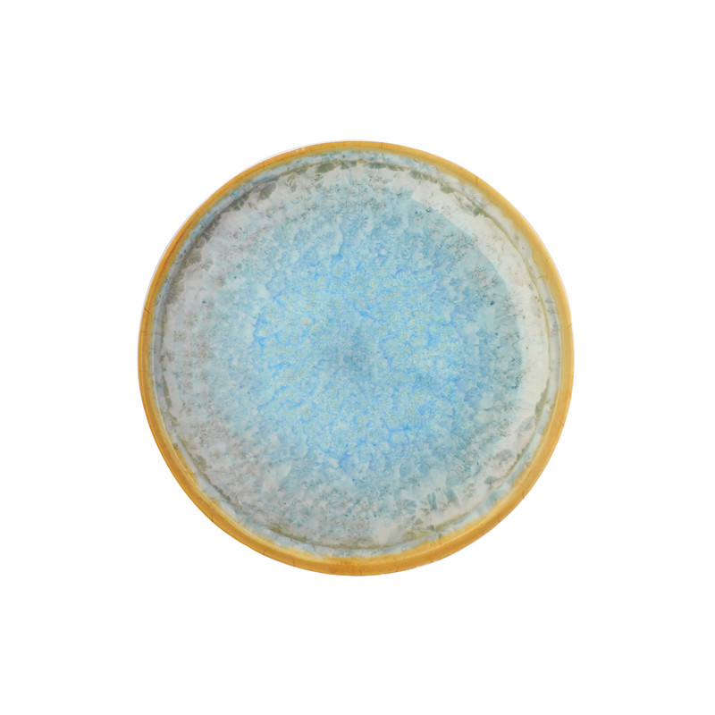ASSIETTE PLATE RIVAGE 27.5CM EN MÉLAMINE BLEU ET JAUNE
