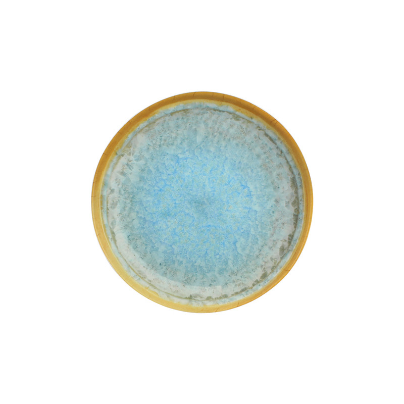 ASSIETTE DESSERT RIVAGE 23CM EN MÉLAMINE BLEU ET JAUNE