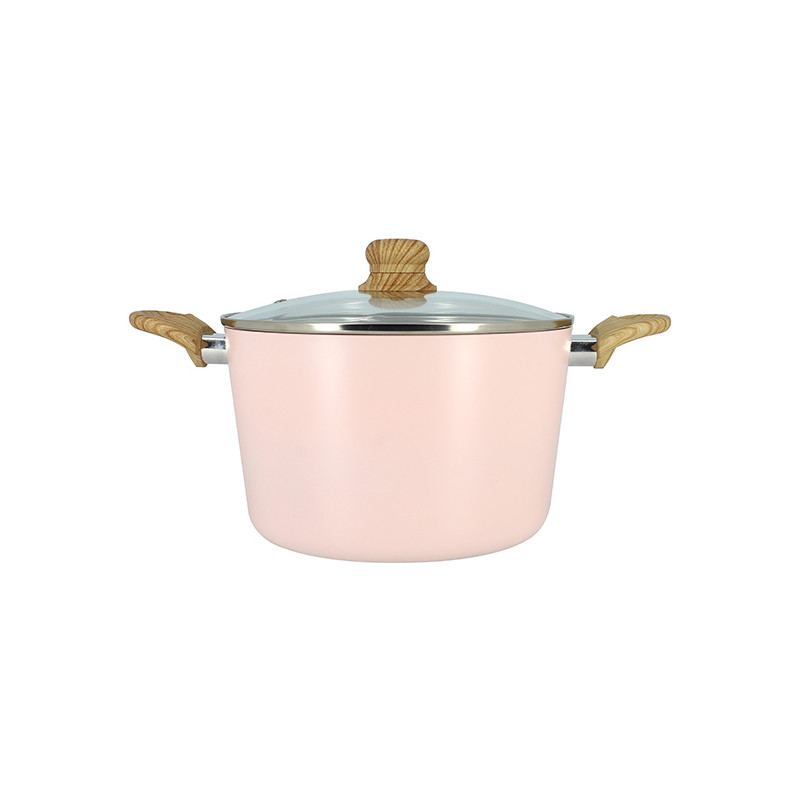 FAITOUT 24CM ALUMINIUM RECYCLÉ ROSE COUVERCLE EN VERRE COLORAMA