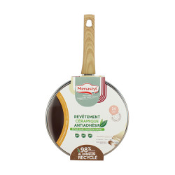 SAUTEUSE COLORAMA 24CM EN ALUMINIUM RECYCLÉ ROSE COUVERCLE EN VERRE