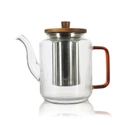 THÉIÈRE KARL 1200ML EN VERRE BOROSILICATE ANSE AMBRE
