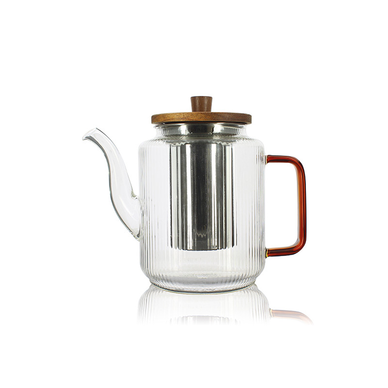 THÉIÈRE KARL 1200ML EN VERRE BOROSILICATE ANSE AMBRE