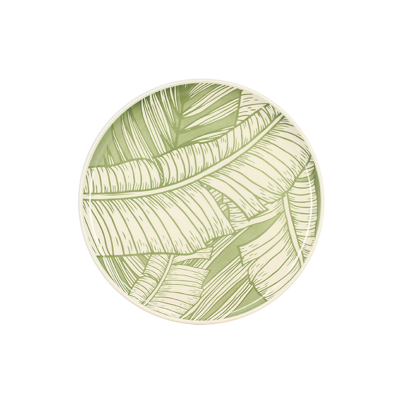 ASSIETTE PLATE LEAVES 26CM EN GRÈS VERT