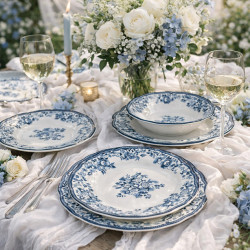 ASSIETTE PLATE FAUSTINE 26CM EN GRÈS BLEU