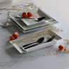 ASSIETTE PLATE CARRÉE 25CM EN PORCELAINE BLANC