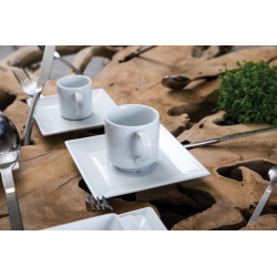 SOUCOUPE MIXTE PORCELAINE CARRE BLANC 15.1CM