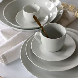 BOITE 6 TASSES+SOUCOUPES METROPOLITAN 20CL EN PORCELAINE BLANCHE