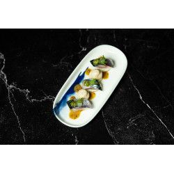 ASSIETTE OVALE BLUE WAVE 34CM EN PORCELAINE