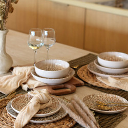 ASSIETTE PLATE AMBRE 26CM EN GRÈS MARRON ET BEIGE