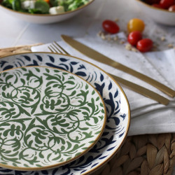 ASSIETTE DESSERT HÉRACLÉE 19CM EN GRÈS DÉCOR VERT
