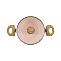 FAITOUT 20CM ALUMINIUM RECYCLÉ ROSE COUVERCLE EN VERRE COLORAMA