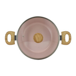 FAITOUT 24CM ALUMINIUM RECYCLÉ ROSE COUVERCLE EN VERRE COLORAMA