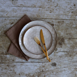 ASSIETTE DESSERT BORAL 20.5CM EN GRÈS BEIGE CLAIR