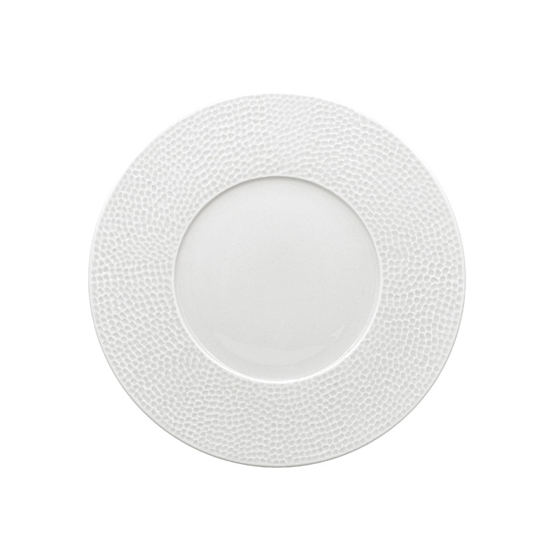 ASSIETTE PLATE MARTELÉ 29CM PORCELAINE BLANCHE