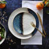 ASSIETTE DESSERT KATANGA 20.5CM EN GRÈS BLEU ET BLANC
