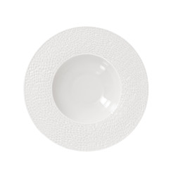 ASSIETTE CREUSE MARTELÉ 23CM PORCELAINE BLANCHE