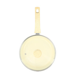 SAUTEUSE COLORAMA 24CM ALUMINIUM RECYCLÉ CRÈME AVEC COUVERCLE EN VERRE
