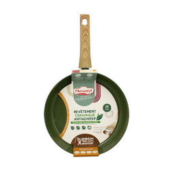 POELE 28CM EN ALUMINIUM RECYCLÉ COULEUR OLIVE  INDUCTION COLORAMA