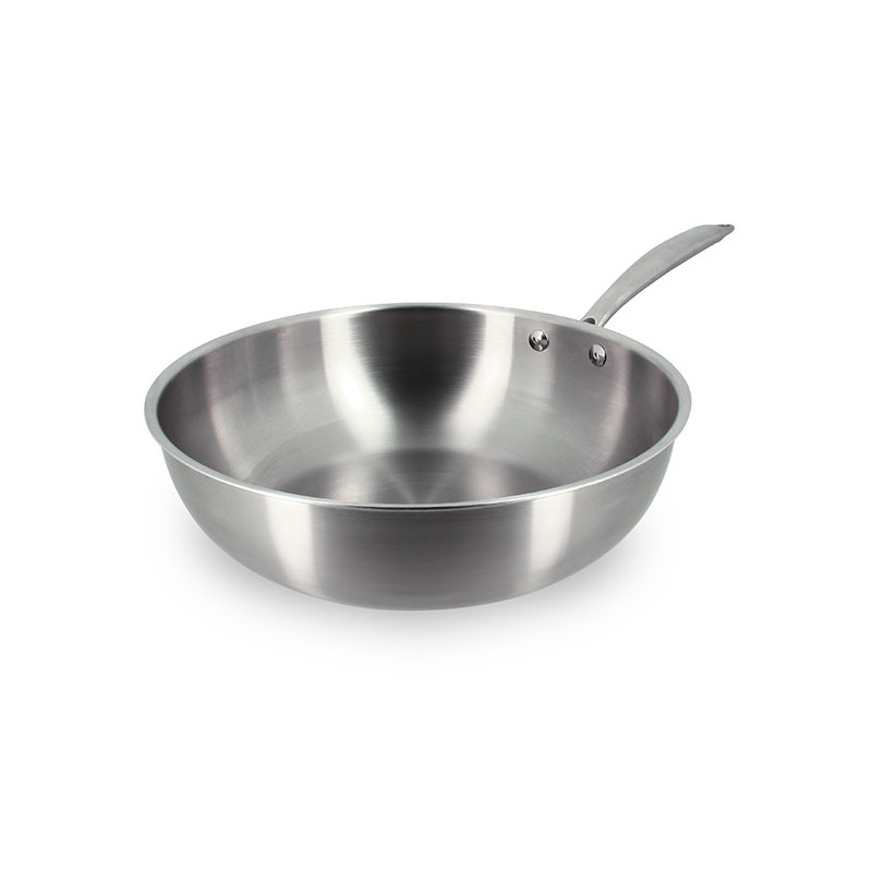 WOK TRIPLY 28CM EN ACIER INOXYDABLE FABRIQUÉ EN FRANCE