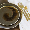 ASSIETTE DESSERT SATURNE 20CM EN PORCELAINE MARRON