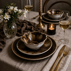 ASSIETTE DESSERT SATURNE 20CM EN PORCELAINE MARRON