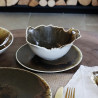 COUPELLE SATURNE 17CM EN PORCELAINE MARRON
