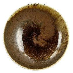 ASSIETTE CREUSE SATURNE 21CM EN PORCELAINE MARRON