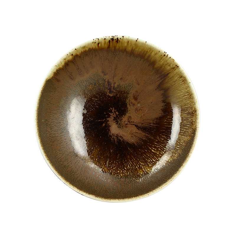ASSIETTE CREUSE SATURNE 21CM EN PORCELAINE MARRON