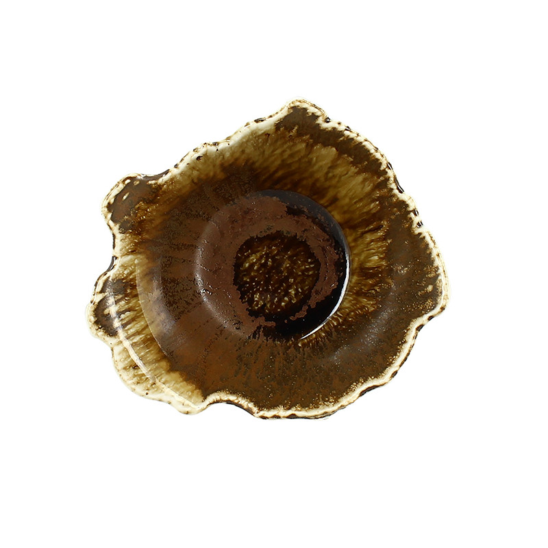 COUPELLE SATURNE 13CM EN PORCELAINE MARRON