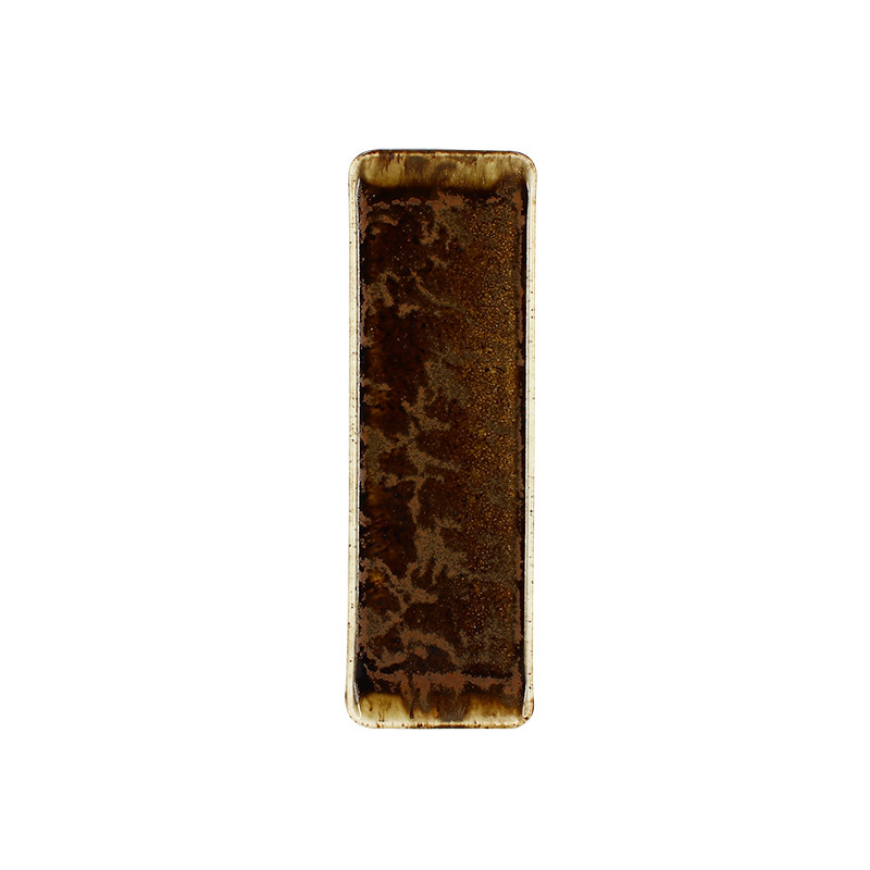 PLAT RECTANGLE SATURNE 29CM EN PORCELAINE MARRON