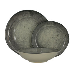 ASSIETTE PLATE IRAZU 26CM EN FAIENCE GRIS