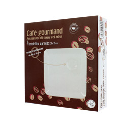 LOT 4 ASSIETTES CAFÉ GOURMAND 21X21CM EN PORCELAINE BLANC