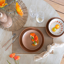 ASSIETTE DESSERT ARITA 20.5CM EN GRÈS MARRON