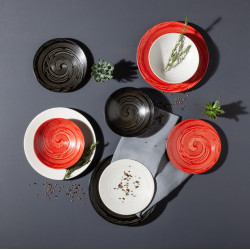 ASSIETTE DESSERT TORNADE 21CM EN GRÈS NOIR