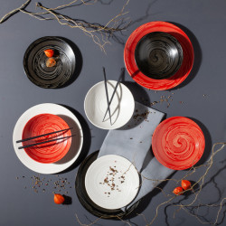 ASSIETTE DESSERT TORNADE 21CM EN GRÈS NOIR
