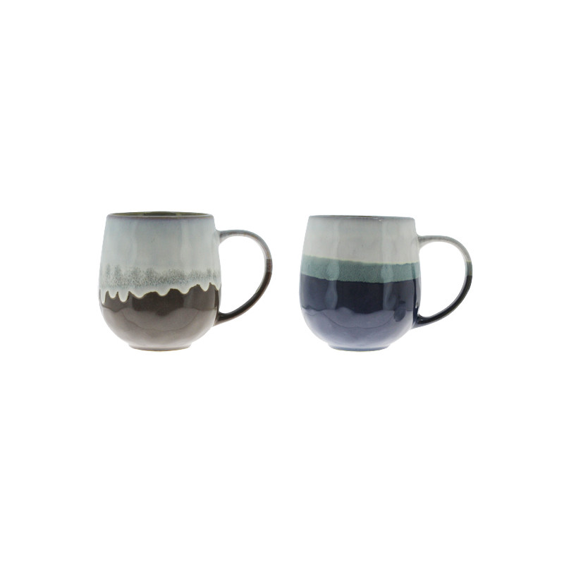MUG RIGA 44CL EN GRÈS RELIEF MARRON ET BLEU