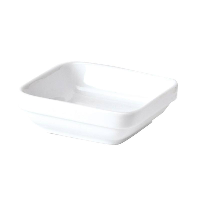RAVIER CARRÉ CAFÉTÉRIA 11CM 20CL EN PORCELAINE BLANCHE