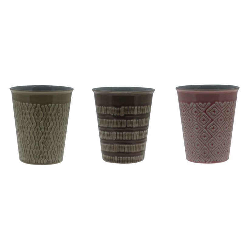 TASSE EXPRESSO 8CL GEOMETRY GRES 3 COLORIS ASSORTIS