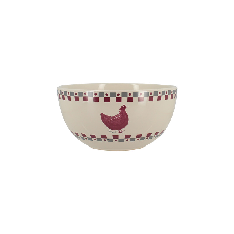 BOL GALLINA 55CL EN GRÈS GRIS ET ROUGE