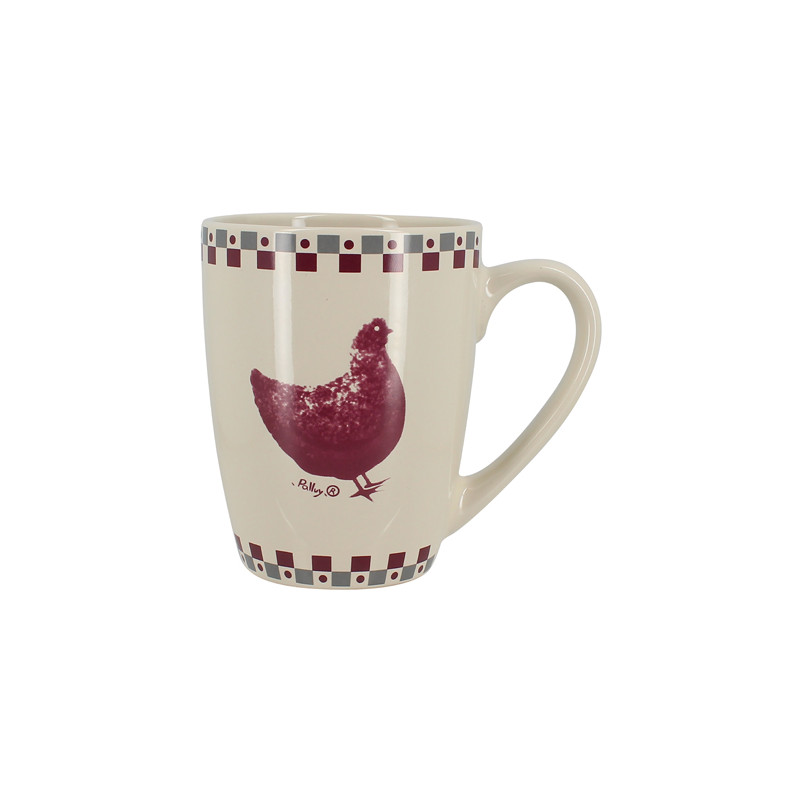 MUG GALLINA 38CL EN GRÈS GRIS ET ROUGE